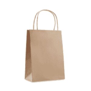 260 x 130 x 370 (62gsm) Small Shopper Brown Bag - WITH HANDLES - 100 Units